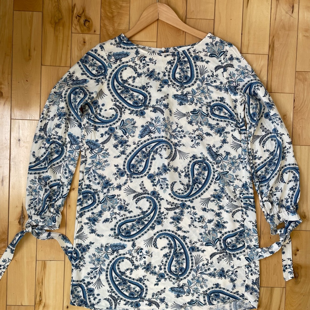 White & blue floral dress